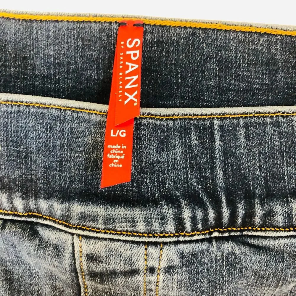 NWT Spanx Distressed Skinny Jeans in Medium Wash Slimming Size L - Picture 9 of 11